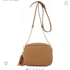 Designer Tan Leather Crossbody w/ tassel